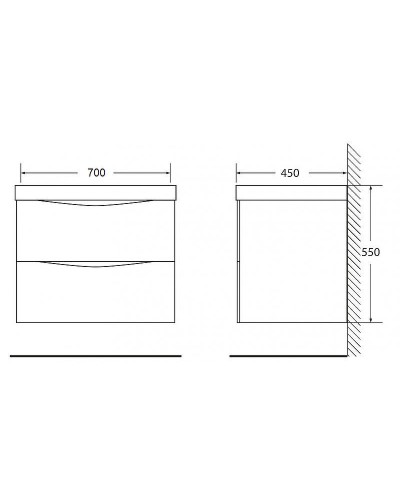 Тумба под раковину BelBagno Marino 70 MARINO-700-2C-SO-RW-P подвесная Rovere Moro