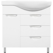 Тумба под раковину Style Line Жасмин 82 L ЛС-00000526 с бельевой корзиной Белая