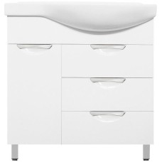 Тумба под раковину Style Line Жасмин 82 L ЛС-00000526 с бельевой корзиной Белая