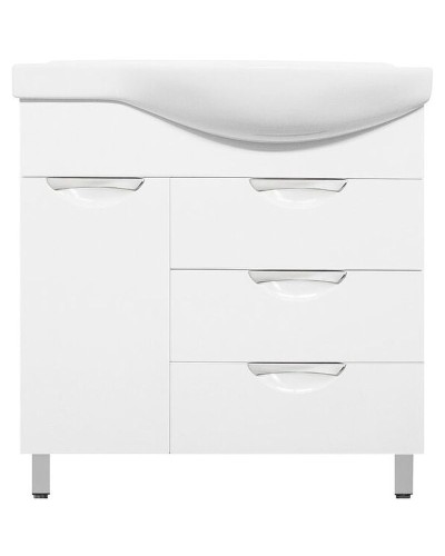 Тумба под раковину Style Line Жасмин 82 L ЛС-00000526 с бельевой корзиной Белая