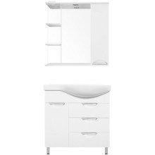 Тумба под раковину Style Line Жасмин 82 L ЛС-00000526 с бельевой корзиной Белая