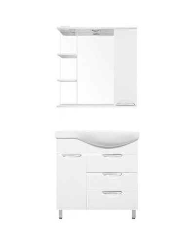 Тумба под раковину Style Line Жасмин 82 L ЛС-00000526 с бельевой корзиной Белая