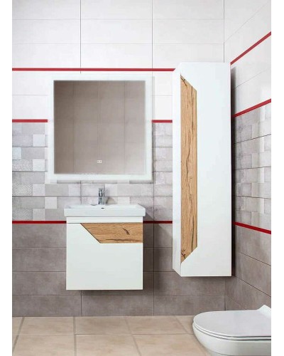 Тумба под раковину Бриклаер Брайтон 60 4627125415784 подвесная Белая матовая Дуб Кера