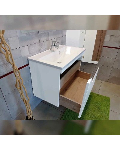 Тумба под раковину Бриклаер Брайтон 70 4627125415807 подвесная Белая матовая Дуб Кера