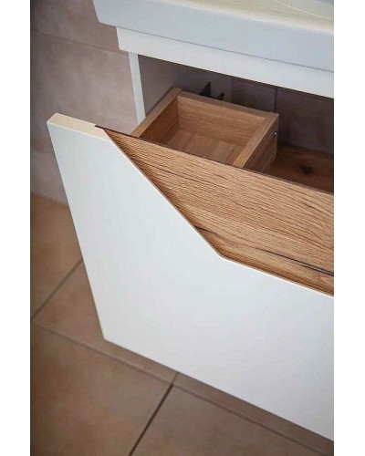 Тумба под раковину Бриклаер Брайтон 70 4627125415807 подвесная Белая матовая Дуб Кера