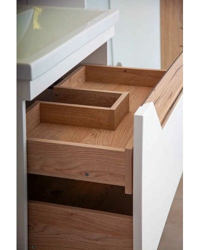 Тумба под раковину Бриклаер Брайтон 70 4627125415807 подвесная Белая матовая Дуб Кера