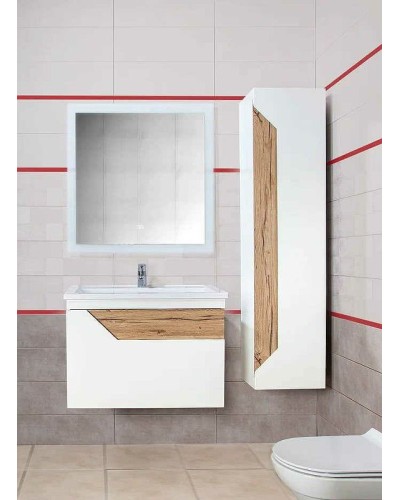 Тумба под раковину Бриклаер Брайтон 70 4627125415807 подвесная Белая матовая Дуб Кера