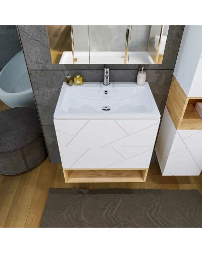 Тумба под раковину Бриклаер Кристалл 70 4627125415951 подвесная Белая