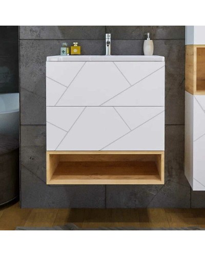 Тумба под раковину Бриклаер Кристалл 70 4627125415951 подвесная Белая