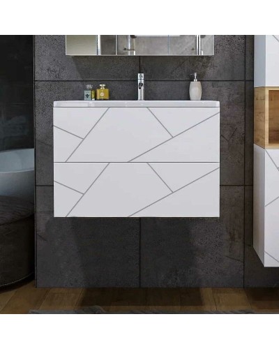 Тумба под раковину Бриклаер Кристалл 80 4627125415968 подвесная Белая