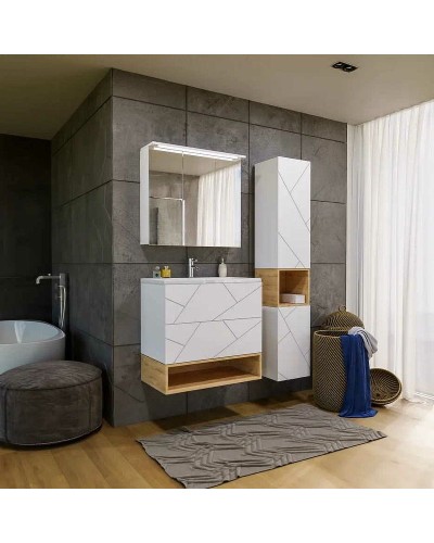 Тумба под раковину Бриклаер Кристалл 80 4627125415968 подвесная Белая