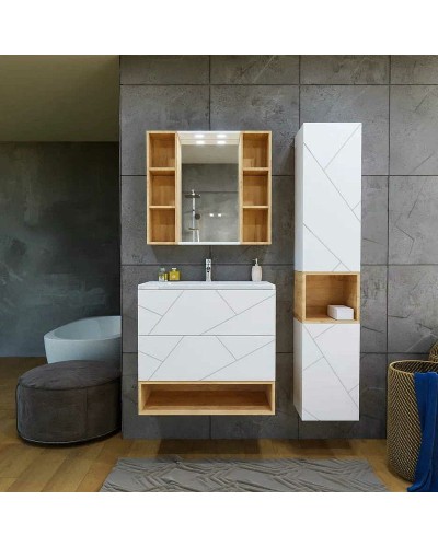 Тумба под раковину Бриклаер Кристалл 80 4627125415968 подвесная Белая