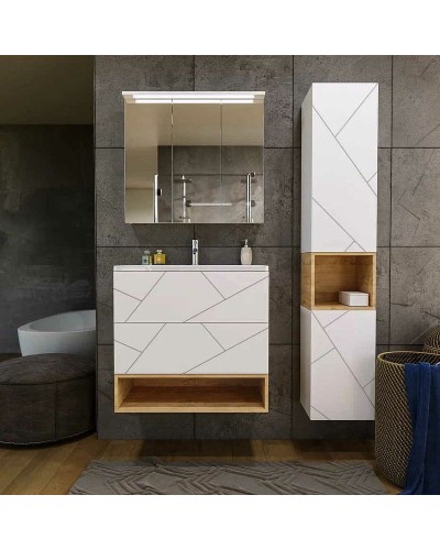 Тумба под раковину Бриклаер Кристалл 80 4627125415968 подвесная Белая