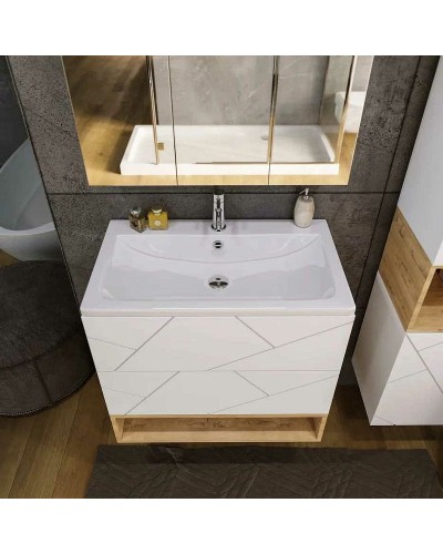 Тумба под раковину Бриклаер Кристалл 80 4627125415968 подвесная Белая