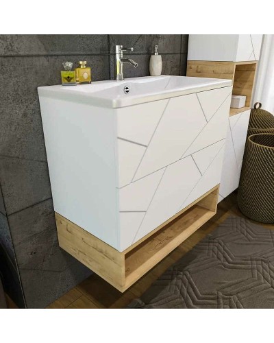 Тумба под раковину Бриклаер Кристалл 80 4627125415968 подвесная Белая