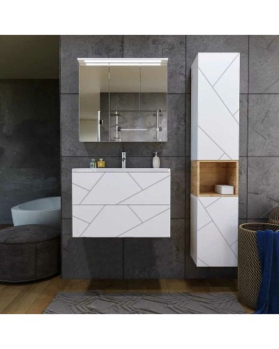 Тумба под раковину Бриклаер Кристалл 80 4627125415968 подвесная Белая