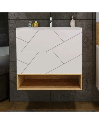 Тумба под раковину Бриклаер Кристалл 80 4627125415968 подвесная Белая