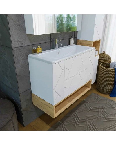 Тумба под раковину Бриклаер Кристалл 100 4627125415920 подвесная Белая