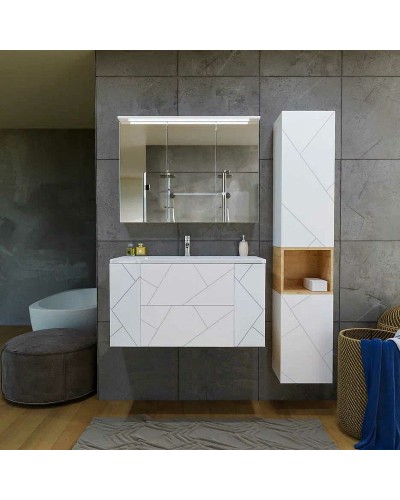 Тумба под раковину Бриклаер Кристалл 100 4627125415920 подвесная Белая