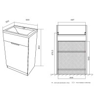 Тумба с раковиной 1MarKa Revo 50H Ц0000005037 Дуб Сонома