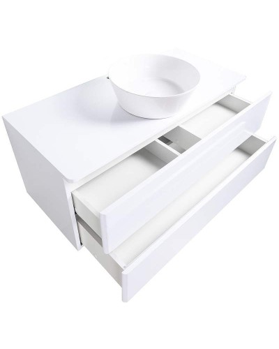 Тумба с раковиной Orange Otto 100 Ot-100TuMDF+B08-360W подвесная Белый глянец