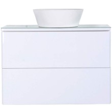 Тумба с раковиной Orange Otto 75 Ot-75TuGLASS+B08-360W подвесная Белый глянец