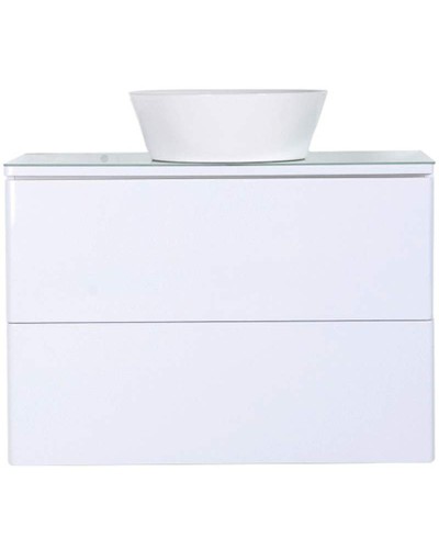 Тумба с раковиной Orange Otto 75 Ot-75TuGLASS+B08-360W подвесная Белый глянец