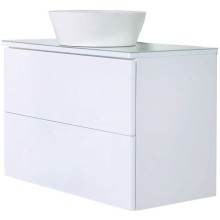 Тумба с раковиной Orange Otto 75 Ot-75TuGLASS+B08-360W подвесная Белый глянец