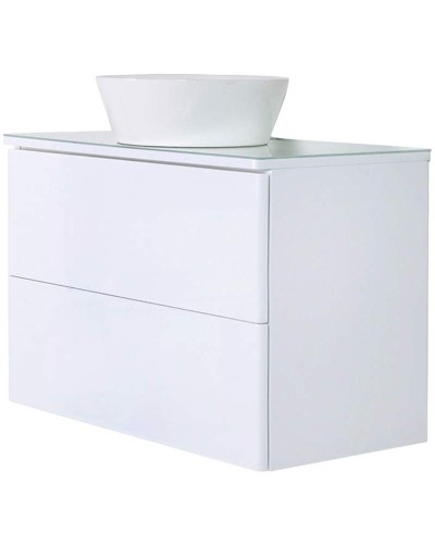 Тумба с раковиной Orange Otto 75 Ot-75TuGLASS+B08-360W подвесная Белый глянец