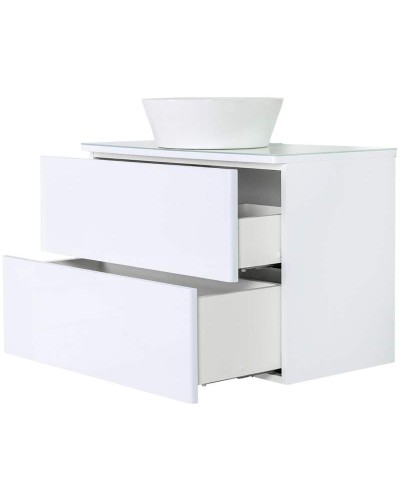 Тумба с раковиной Orange Otto 75 Ot-75TuGLASS+B08-360W подвесная Белый глянец