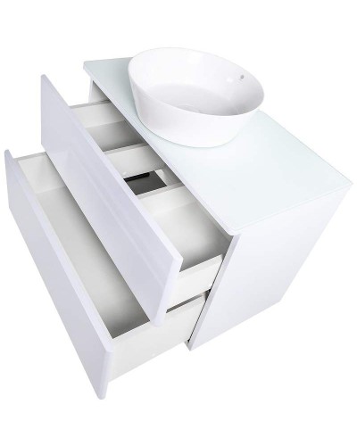 Тумба с раковиной Orange Otto 75 Ot-75TuGLASS+B08-360W подвесная Белый глянец