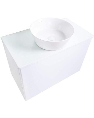 Тумба с раковиной Orange Otto 75 Ot-75TuGLASS+B08-360W подвесная Белый глянец