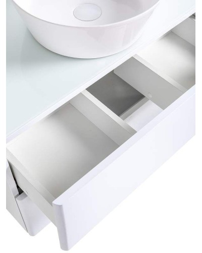 Тумба с раковиной Orange Otto 75 Ot-75TuGLASS+B08-360W подвесная Белый глянец