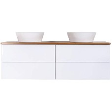 Тумба с раковиной Orange Otto 130 Ot-130TuWOOD+B08-360W подвесная Белая Ясень