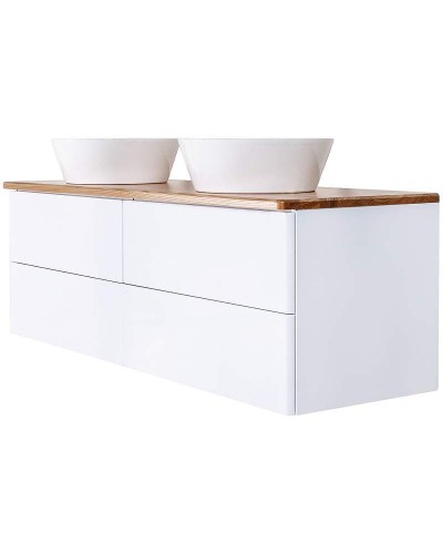 Тумба с раковиной Orange Otto 130 Ot-130TuWOOD+B08-360W подвесная Белая Ясень