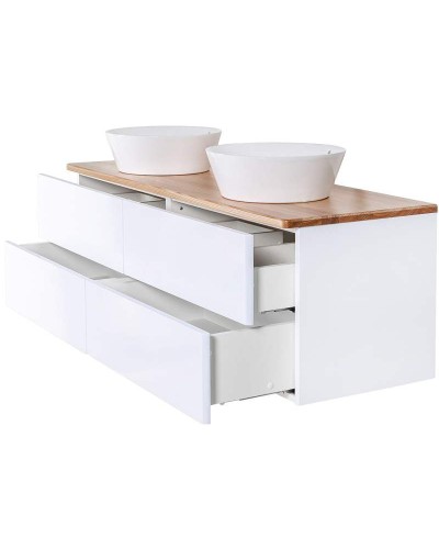 Тумба с раковиной Orange Otto 130 Ot-130TuWOOD+B08-360W подвесная Белая Ясень