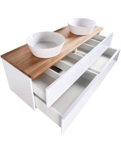 Тумба с раковиной Orange Otto 130 Ot-130TuWOOD+B08-360W подвесная Белая Ясень