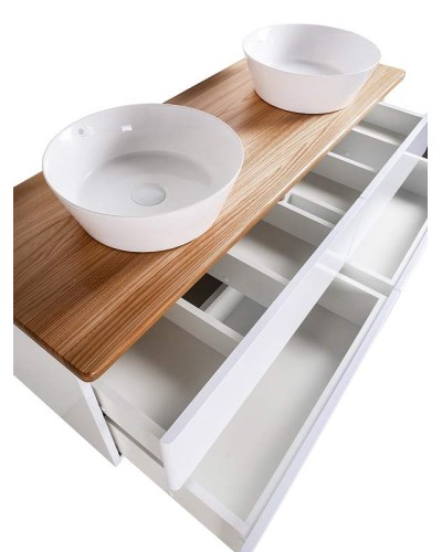 Тумба с раковиной Orange Otto 130 Ot-130TuWOOD+B08-360W подвесная Белая Ясень