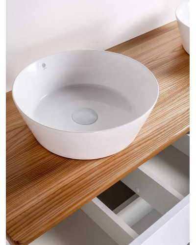 Тумба с раковиной Orange Otto 130 Ot-130TuWOOD+B08-360W подвесная Белая Ясень