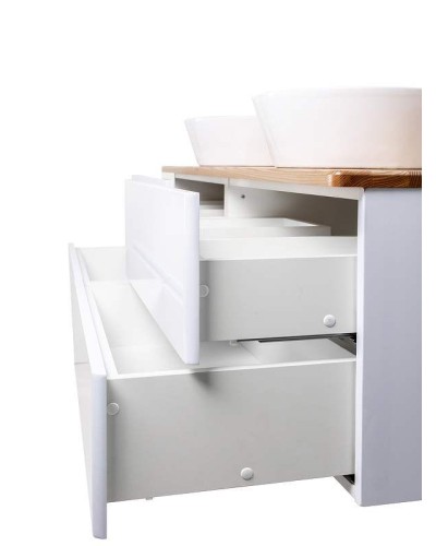 Тумба с раковиной Orange Otto 130 Ot-130TuWOOD+B08-360W подвесная Белая Ясень