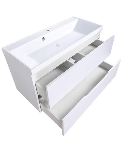 Тумба с раковиной Orange Line 100 Li-100Tuw+RA100 подвесная Белая матовая