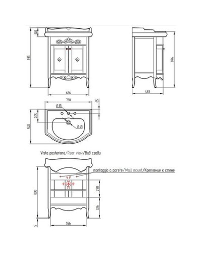 Тумба под раковину Migliore Bella 64 25912 Орех