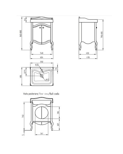 Тумба под раковину Migliore Impero 60 25966 Бежевая