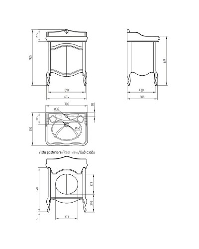 Тумба под раковину Migliore Impero 70 25974 Бежевая