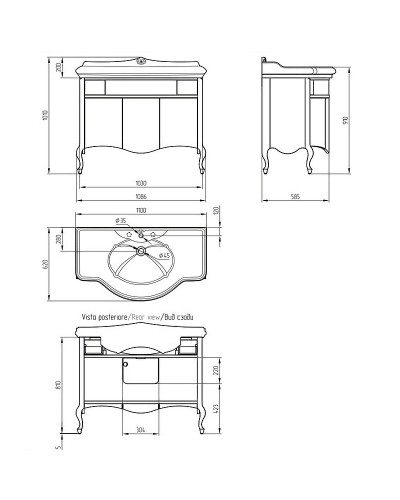 Тумба под раковину Migliore Impero 110 25958 Оливковая