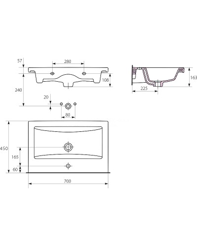 Тумба с раковиной Comforty Никосия 70П 00-00008855 подвесная Дуб темный