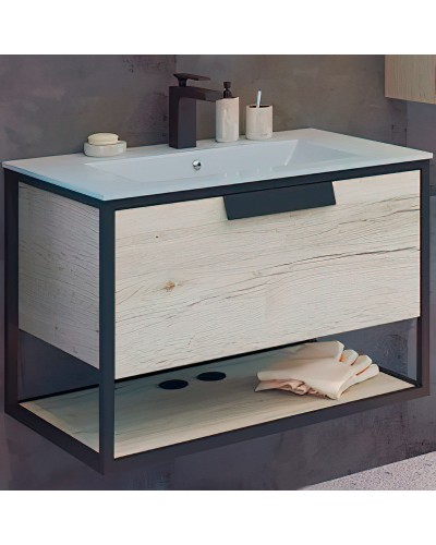 Тумба с раковиной Comforty Бонн 75 00-00008475 подвесная Дуб дымчатый