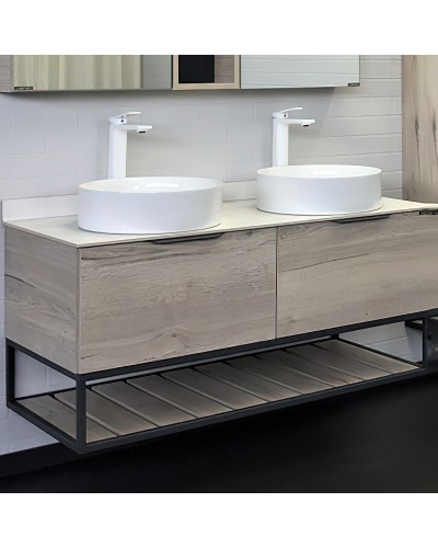 Тумба с раковинами Comforty Порто 120-2 00-00008910 подвесная Дуб дымчатый