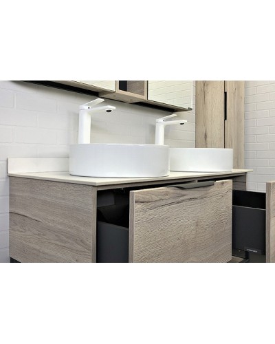 Тумба с раковинами Comforty Порто 120-2 00-00008910 подвесная Дуб дымчатый