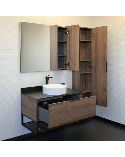 Тумба с раковиной Comforty Порто 90 00-00008927 подвесная Дуб темно-коричневый